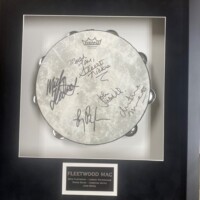 framed drum signed by Fleetwood Mac