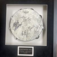 framed drum signed by Fleetwood Mac
