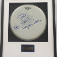 framed drum signed by Prince